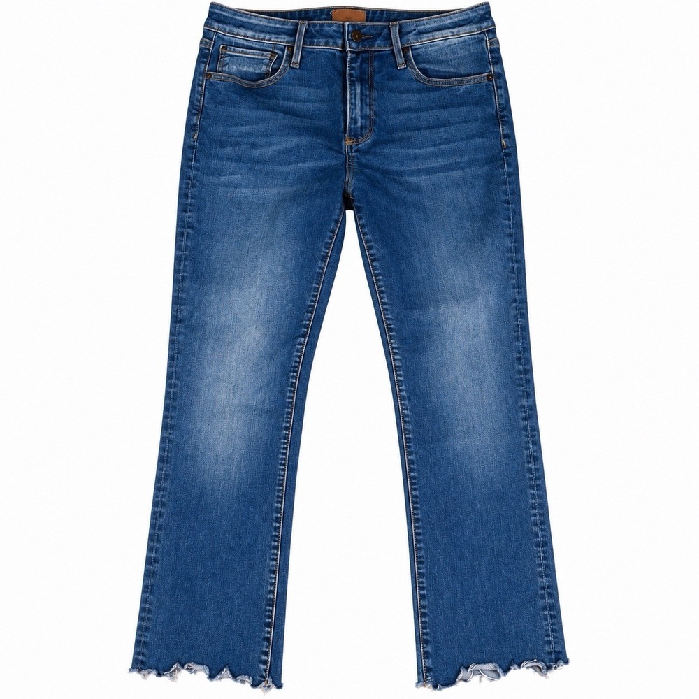 Driftwood Candace Crop Jeans Womens 28 Blue Scalloped Hem Stretch Denim Classic